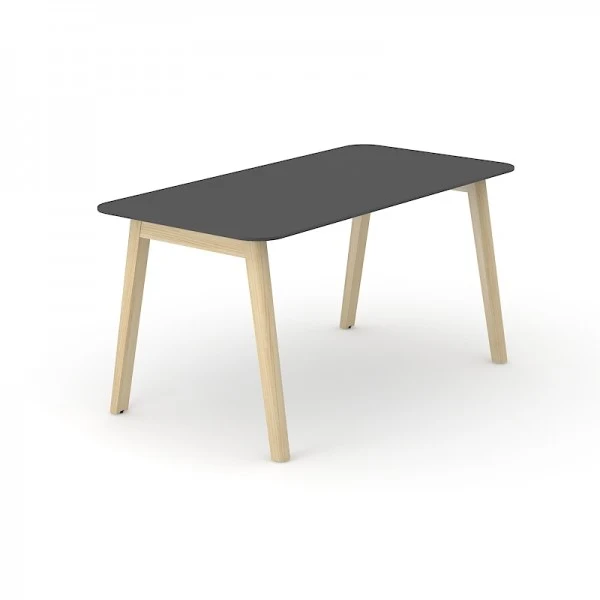 Nova Wood Schreibtisch mit HPL FENIX Tischplatte und Eschenbeinen aus Vollholz