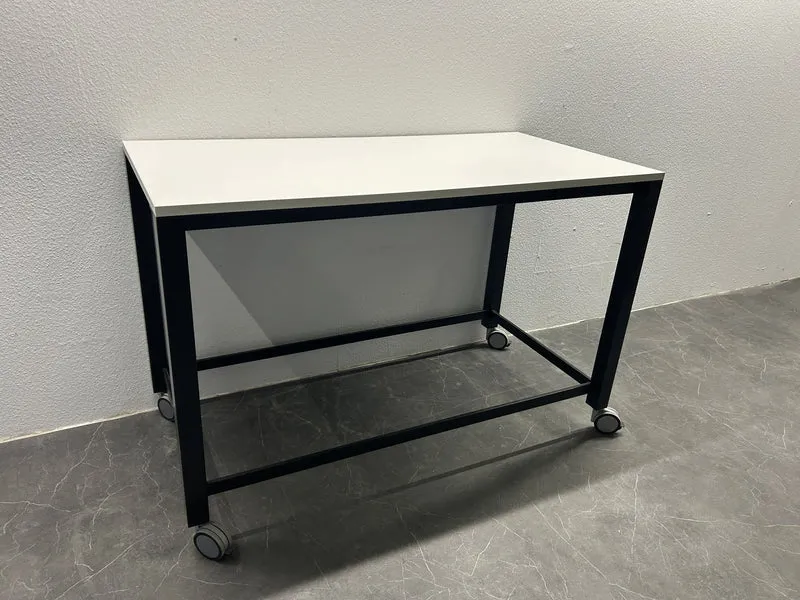 Stehtisch auf Rollen Weiß / Schwarz