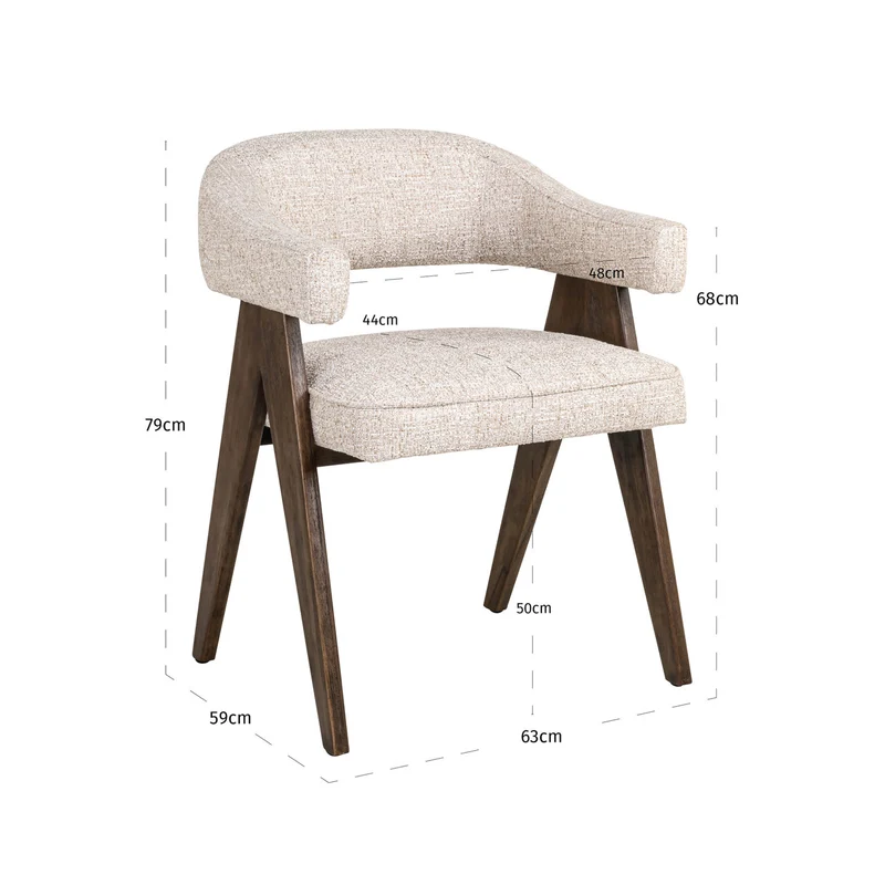 Richmond Interiors Esszimmerstuhl Mori cream tweed fire retardant