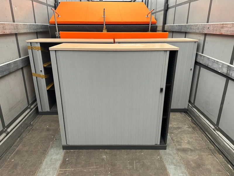 Steelcase Sideboard 3OH Ahorn Silber Anthrazit