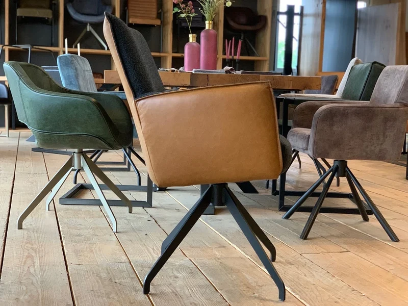 Drehstuhl Esszimmer Leder Stoff Kombination 081DF