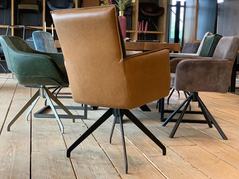 Drehstuhl Esszimmer Leder Stoff Kombination 081DF