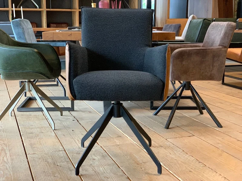 Drehstuhl Esszimmer Leder Stoff Kombination 081DF
