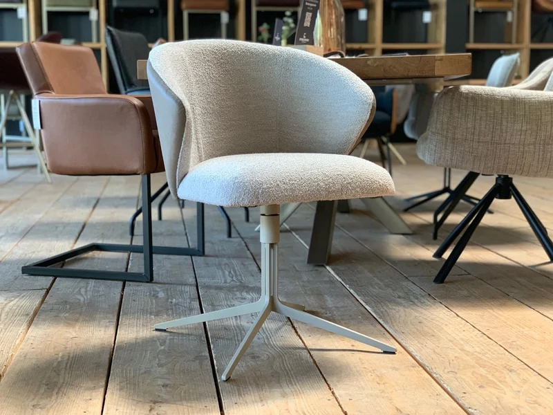 Esszimmer Drehstuhl Bouclé Leder Kombination 203G