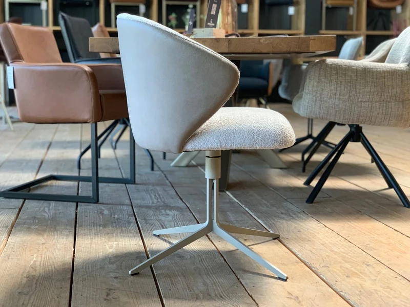 Esszimmer Drehstuhl Bouclé Leder Kombination 203G