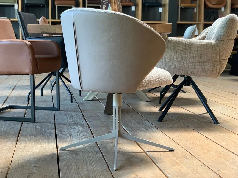 Esszimmer Drehstuhl Bouclé Leder Kombination 203G