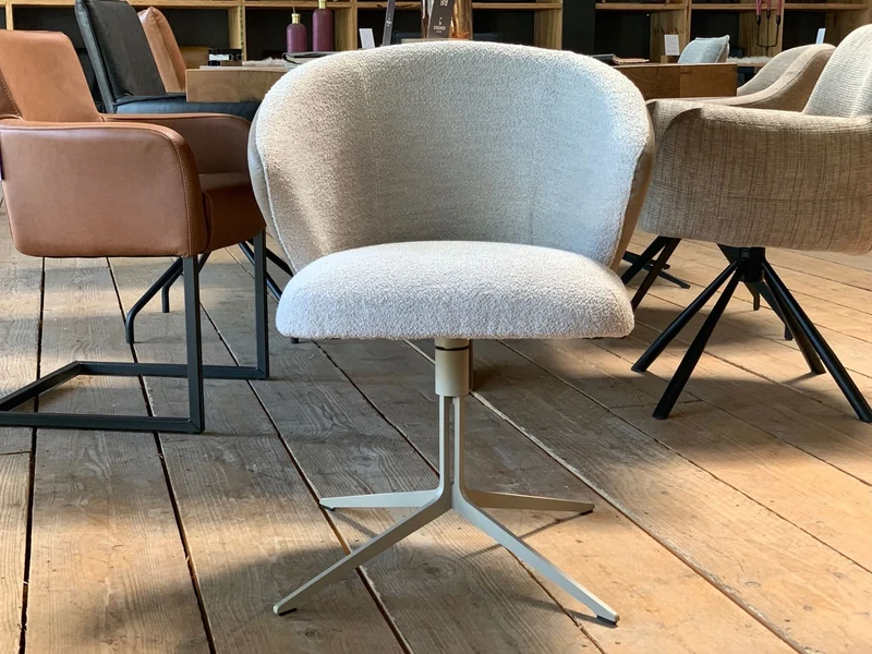 Esszimmer Drehstuhl Bouclé Leder Kombination 203G