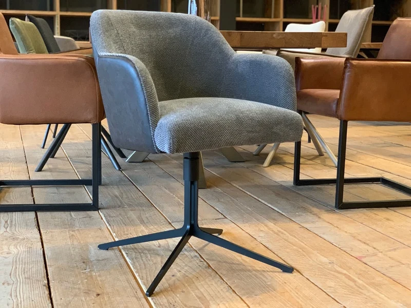 Esszimmerstuhl Kombination Stoff Leder drehbar 197G
