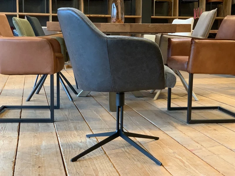 Esszimmerstuhl Kombination Stoff Leder drehbar 197G