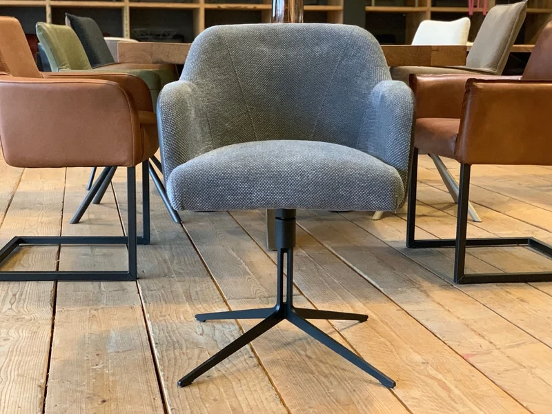 Esszimmerstuhl Kombination Stoff Leder drehbar 197G
