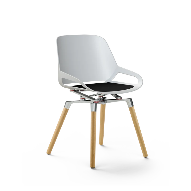 Aeris Numo mit Eichen Holzbeinen und weißer Sitzschale