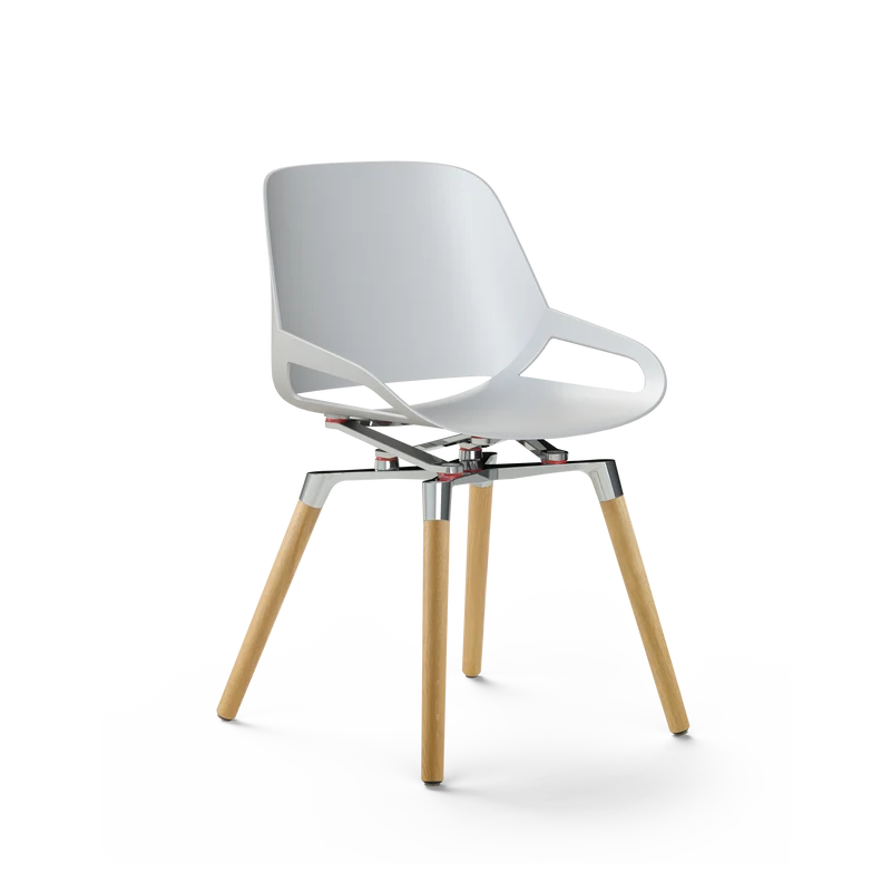 Aeris Numo mit Eichen Holzbeinen und weißer Sitzschale