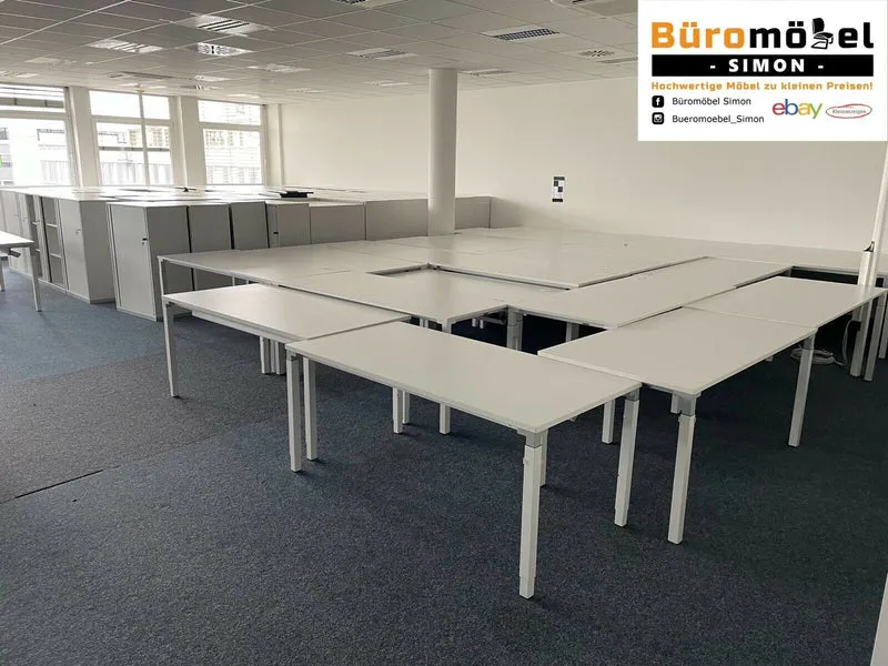 Steelcase manuell Höhenverstellbarer Schreibtisch Weiß