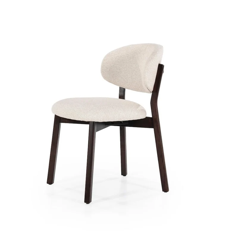 Esszimmerstühle 4er Set Mikky Eiche Geräuchert/Beige Polster - Eleonora