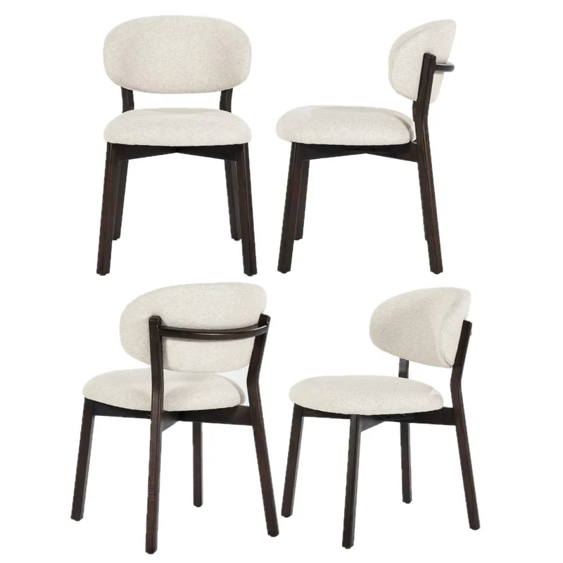 Esszimmerstühle 4er Set Mikky Eiche Geräuchert/Beige Polster - Eleonora