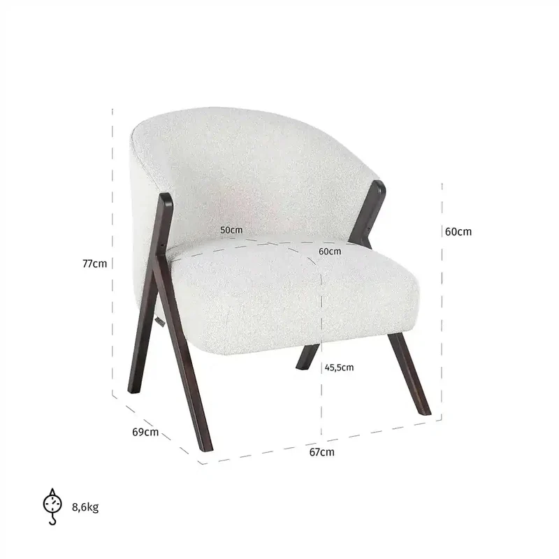 Richmond Interiors Sessel Mia weiß Bouclé (Copenhagen 900 Bouclé Weiß)