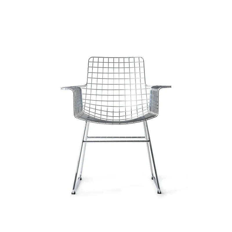 HKliving Wire Chair mit Armlehnen – Armlehnstuhl aus Metall in Schwarz, Chrom & Messing