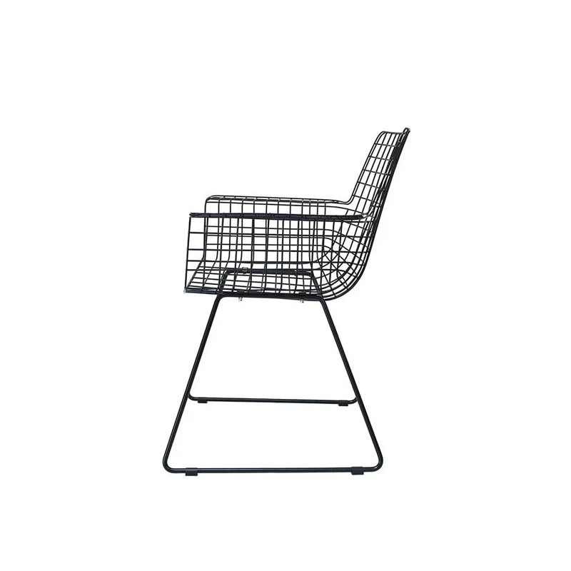 HKliving Wire Chair mit Armlehnen – Armlehnstuhl aus Metall in Schwarz, Chrom & Messing
