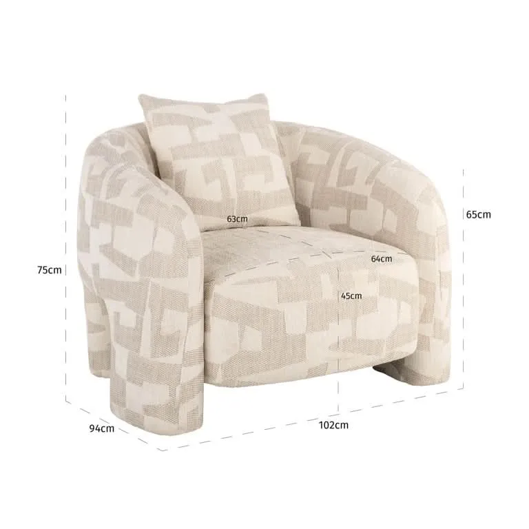 Richmond Interiors Loungesessel Tuscany – Beige Graffic