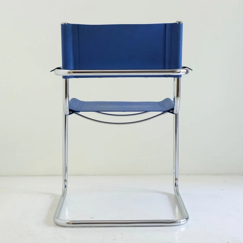 Vintage Freischwinger blaues Kunstleder B34 Marcel Breuer Stil