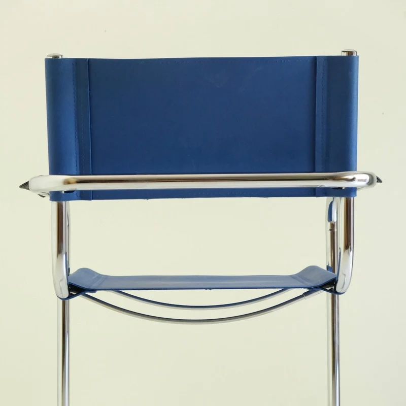 Vintage Freischwinger blaues Kunstleder B34 Marcel Breuer Stil