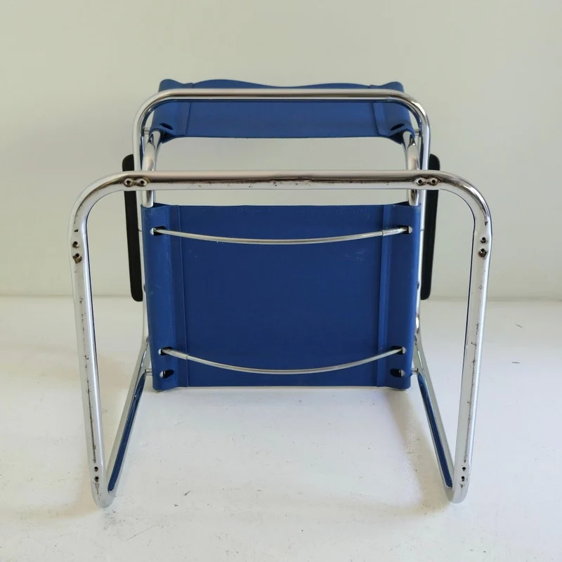 Vintage Freischwinger blaues Kunstleder B34 Marcel Breuer Stil