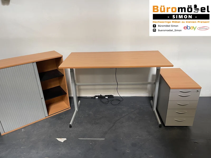 Steelcase elektrisch höhenverstellbarer Schreibtisch Buche