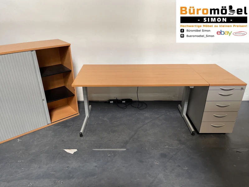 Steelcase elektrisch höhenverstellbarer Schreibtisch Buche