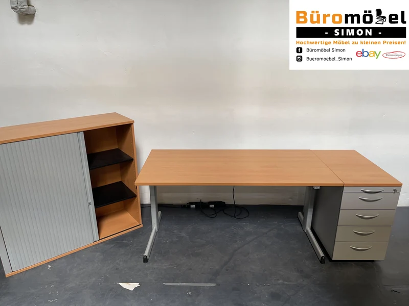 Steelcase elektrisch höhenverstellbarer Schreibtisch Buche
