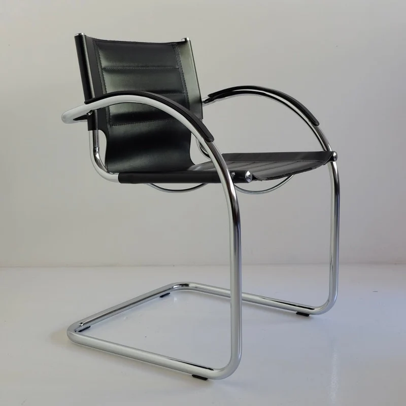 Freischwinger Marcel Breuer Stil schwarzes Leder - Safco