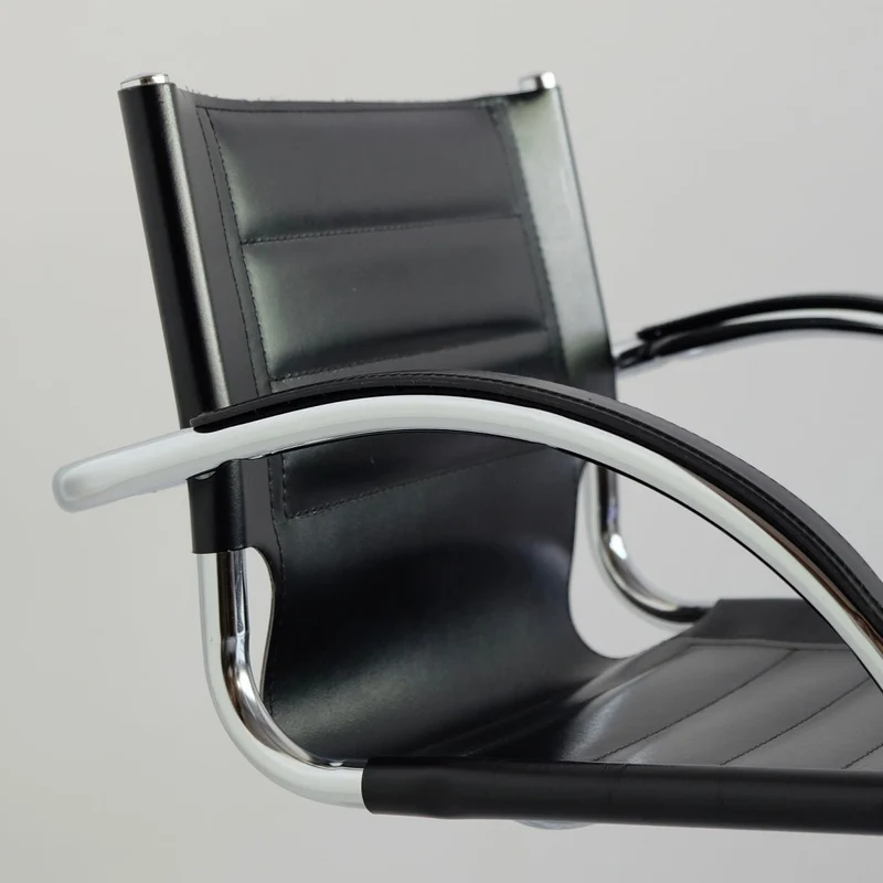 Freischwinger Marcel Breuer Stil schwarzes Leder - Safco