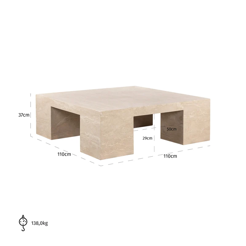Alexander Jones Couchtisch Biltmore Italienischer beigefarbener Travertin