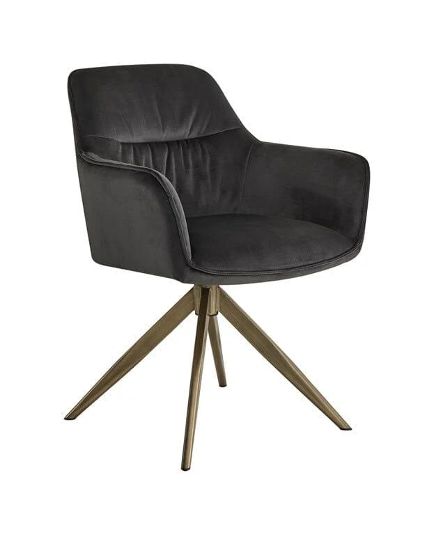 Richmond Interiors Esszimmerstuhl Design Arm Chair Fire Retardant White Chenille Khaki Anthrazit