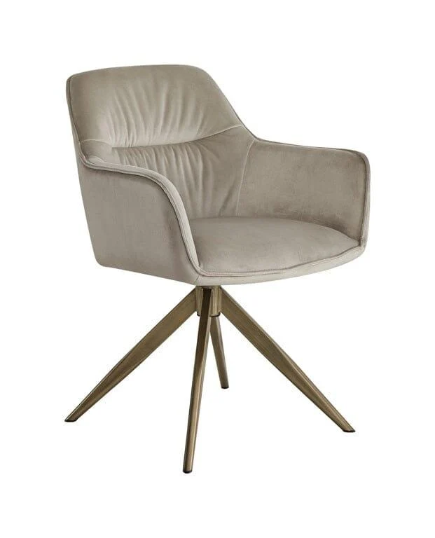 Richmond Interiors Esszimmerstuhl Design Arm Chair Fire Retardant White Chenille Khaki Anthrazit