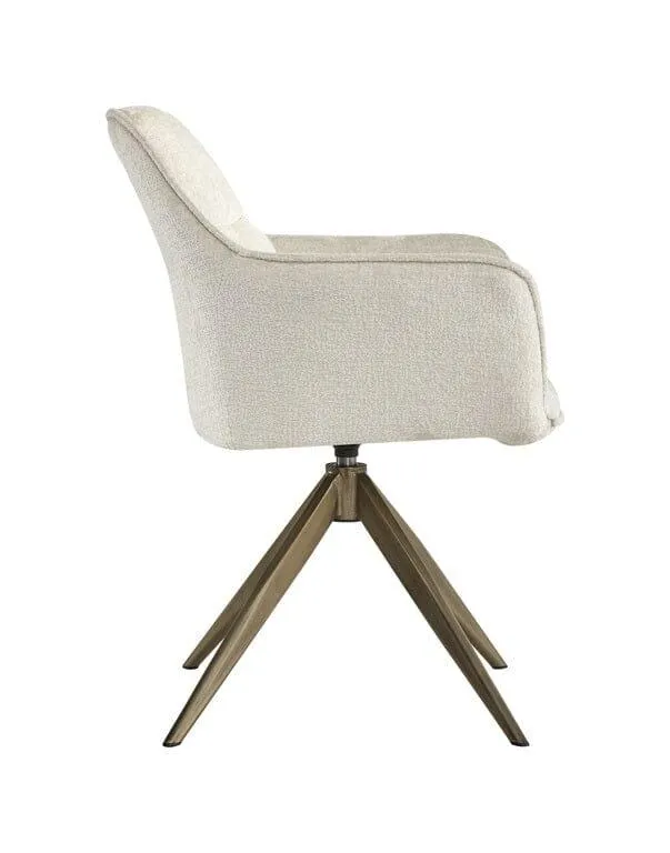 Richmond Interiors Esszimmerstuhl Design Arm Chair Fire Retardant White Chenille Khaki Anthrazit