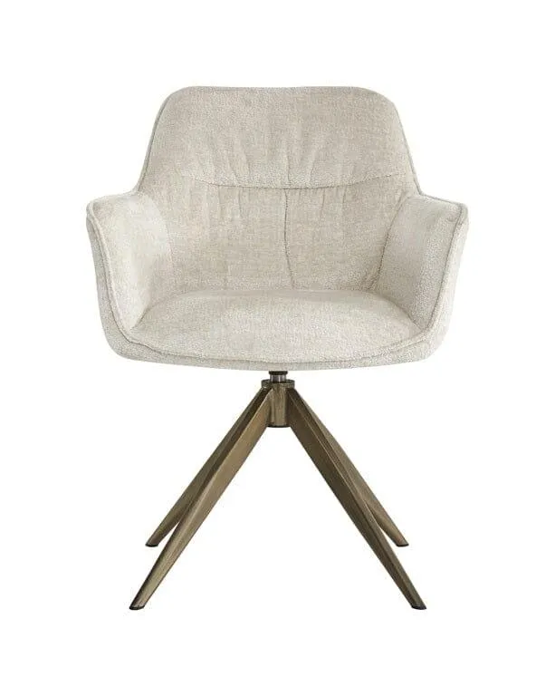 Richmond Interiors Esszimmerstuhl Design Arm Chair Fire Retardant White Chenille Khaki Anthrazit