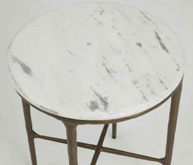 Flamant Beistelltisch MARABELLE, Metall und Marmor, rund
