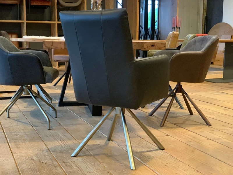 Lederstuhl drehbar mit hoher Rückenlehne HR159DS