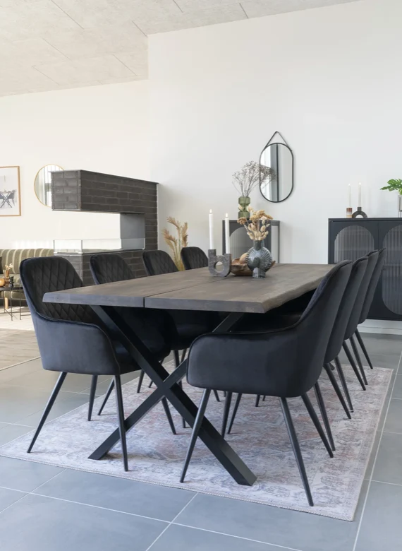Matera Esszimmerstuhl Vito 2er-Set schwarz samt