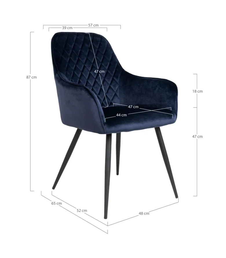 Matera Esszimmerstuhl Vito 2er-Set blau samt