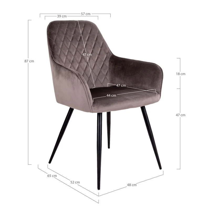 Matera Esszimmerstuhl Vito 2er-Set grau samt