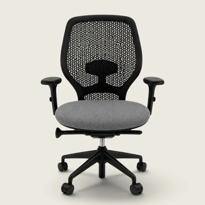 Orangebox: Ara Task Chair - Black Elastomer Back and Grey Fabric Seat - Refurbished