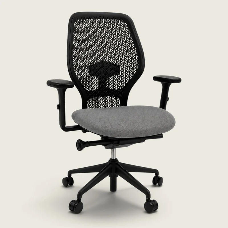 Orangebox: Ara Task Chair - Black Elastomer Back and Grey Fabric Seat - Refurbished