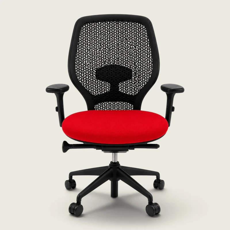 Orangebox: Ara Task Chair - Black Elastomer Back and Red Fabric Seat - Refurbished