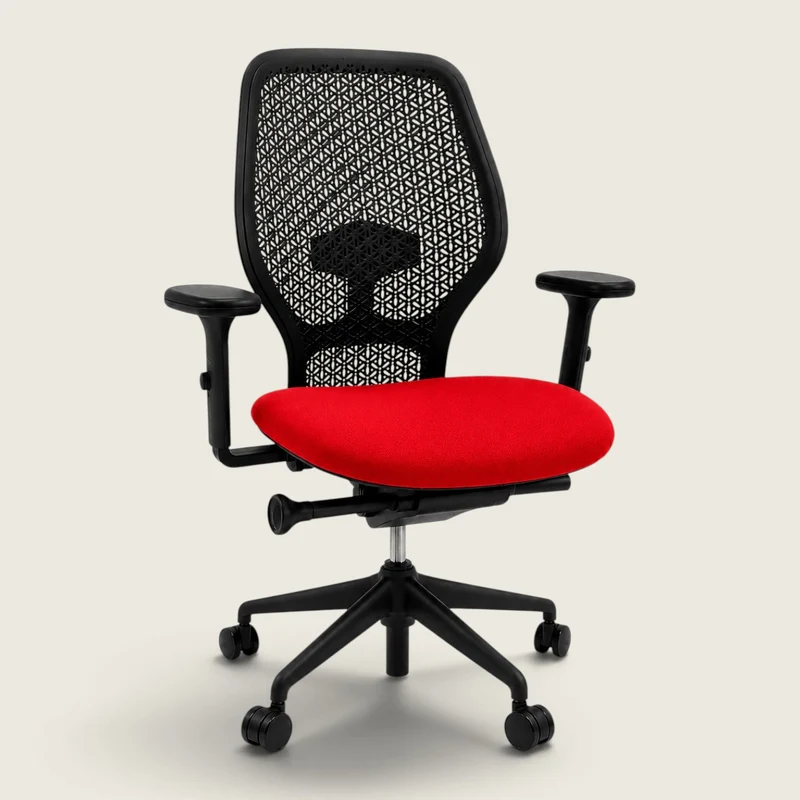 Orangebox: Ara Task Chair - Black Elastomer Back and Red Fabric Seat - Refurbished