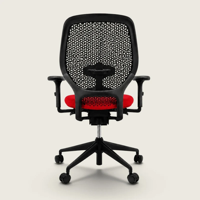 Orangebox: Ara Task Chair - Black Elastomer Back and Red Fabric Seat - Refurbished
