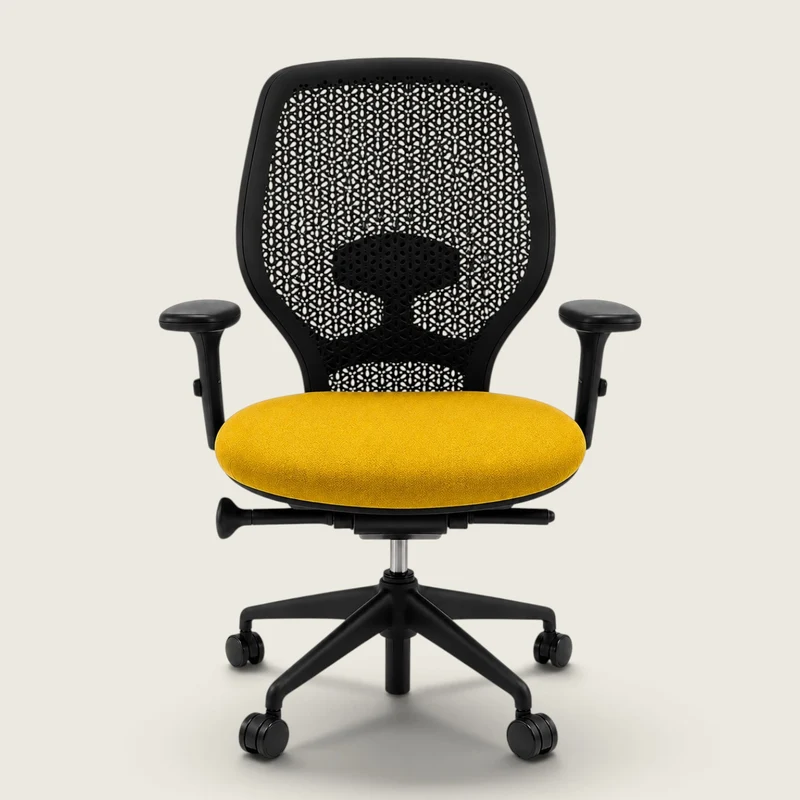 Orangebox: Ara Task Chair - Black Elastomer Back and Yellow Fabric Seat - Refurbished