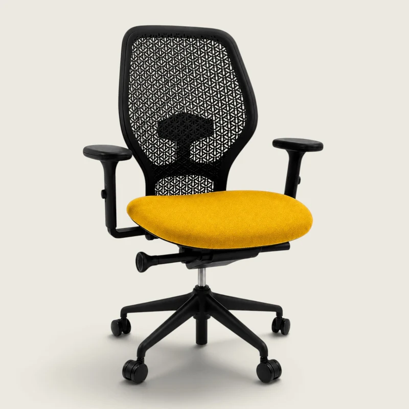 Orangebox: Ara Task Chair - Black Elastomer Back and Yellow Fabric Seat - Refurbished