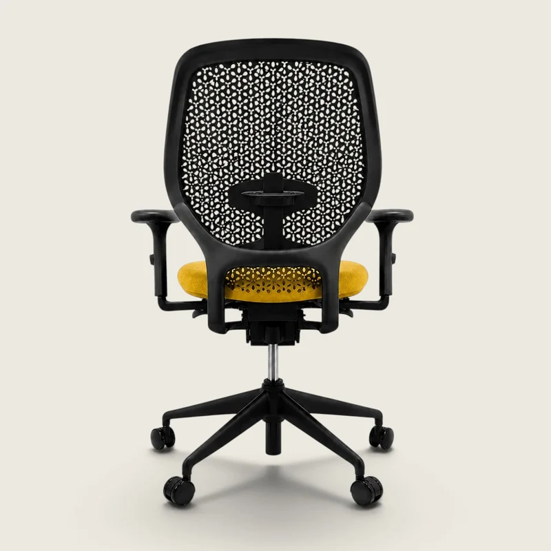 Orangebox: Ara Task Chair - Black Elastomer Back and Yellow Fabric Seat - Refurbished