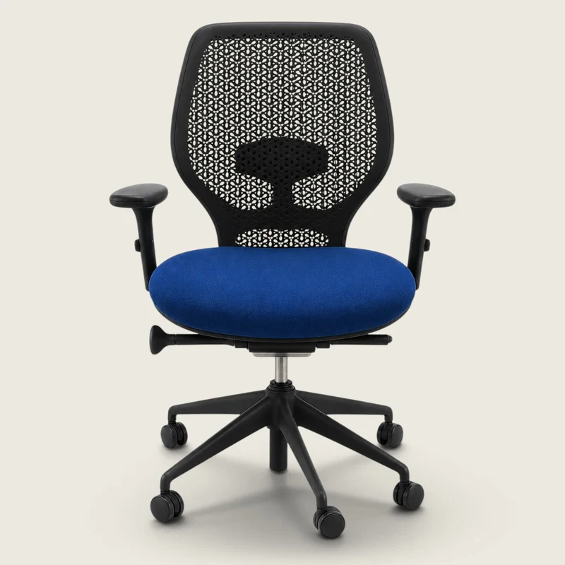 Orangebox: Ara Task Chair - Black Elastomer Back and Blue Fabric Seat - Refurbished